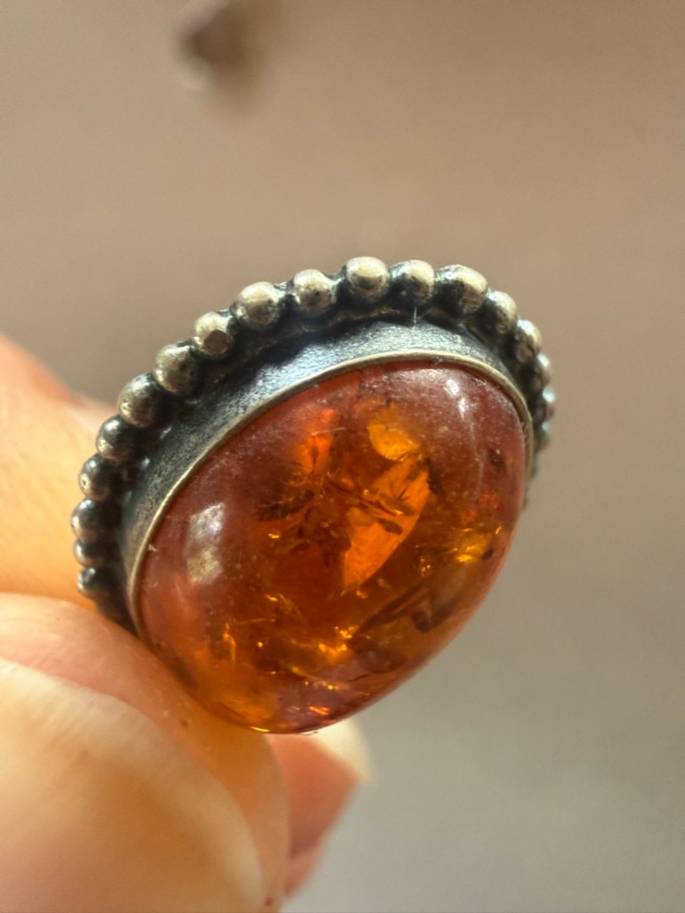 Sterling Silver Amber Oval Pendant Necklace - Rich Cognac Brown - Picture 2 of 5